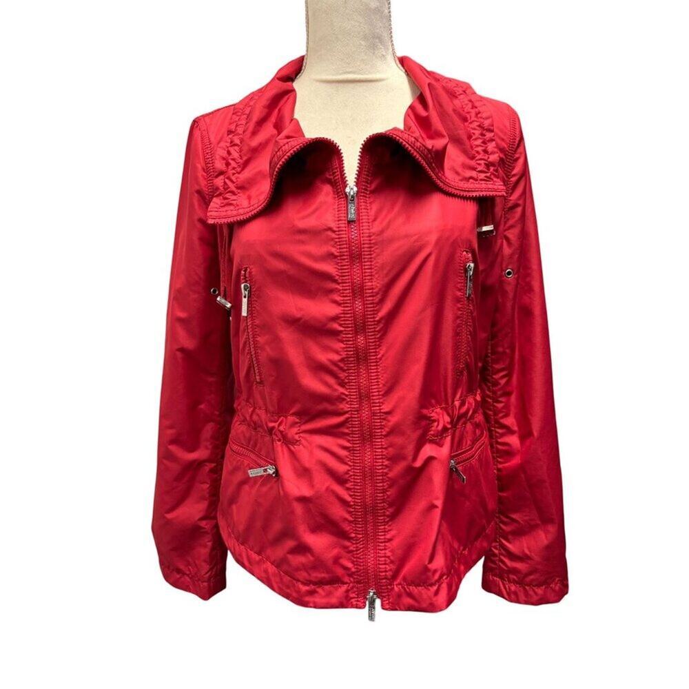 Women's Armani Collezioni Red Nylon Zip-Up Jacket Size 6